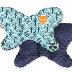 Double-sided anti shock cushion "BUTTERFLY" - mint forest/dark blue