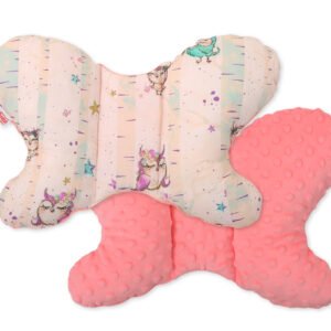 Double-sided anti shock cushion "BUTTERFLY" -  owls cream-mint