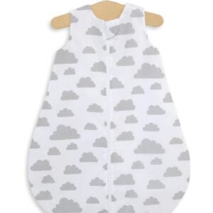 Cotton baby sleeping bag S 0-6 months for summer TOG 1.0 - grey clouds
