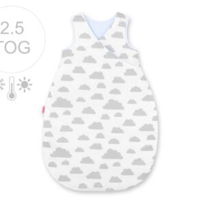 Sleeping bag 75 cm all-season with warming- clouds gray/blue