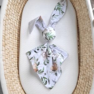 Soft cosy cuddly bunny blanket in cotton - Woodland green/grey