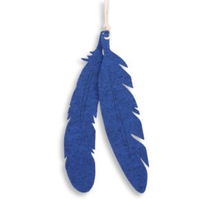 Decorative felt feathers 2pcs - blue