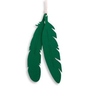 Decorative felt feathers 2pcs - green
