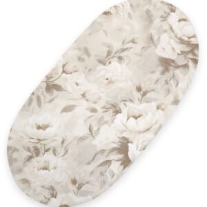 Sheet made of cotton for moses basket mattress 75x35 cm - Peonies beige